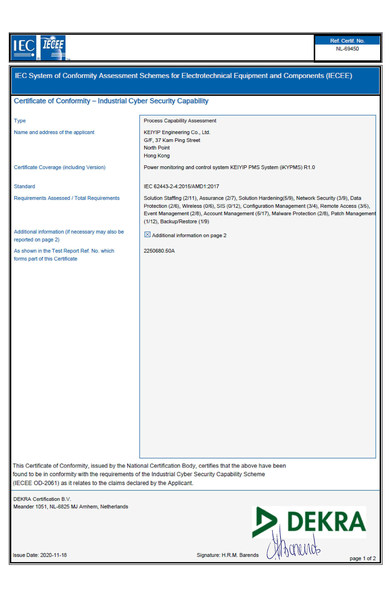 First IEC 62443 CB Cyber Security Certificate in Hong Kong Electricity ...